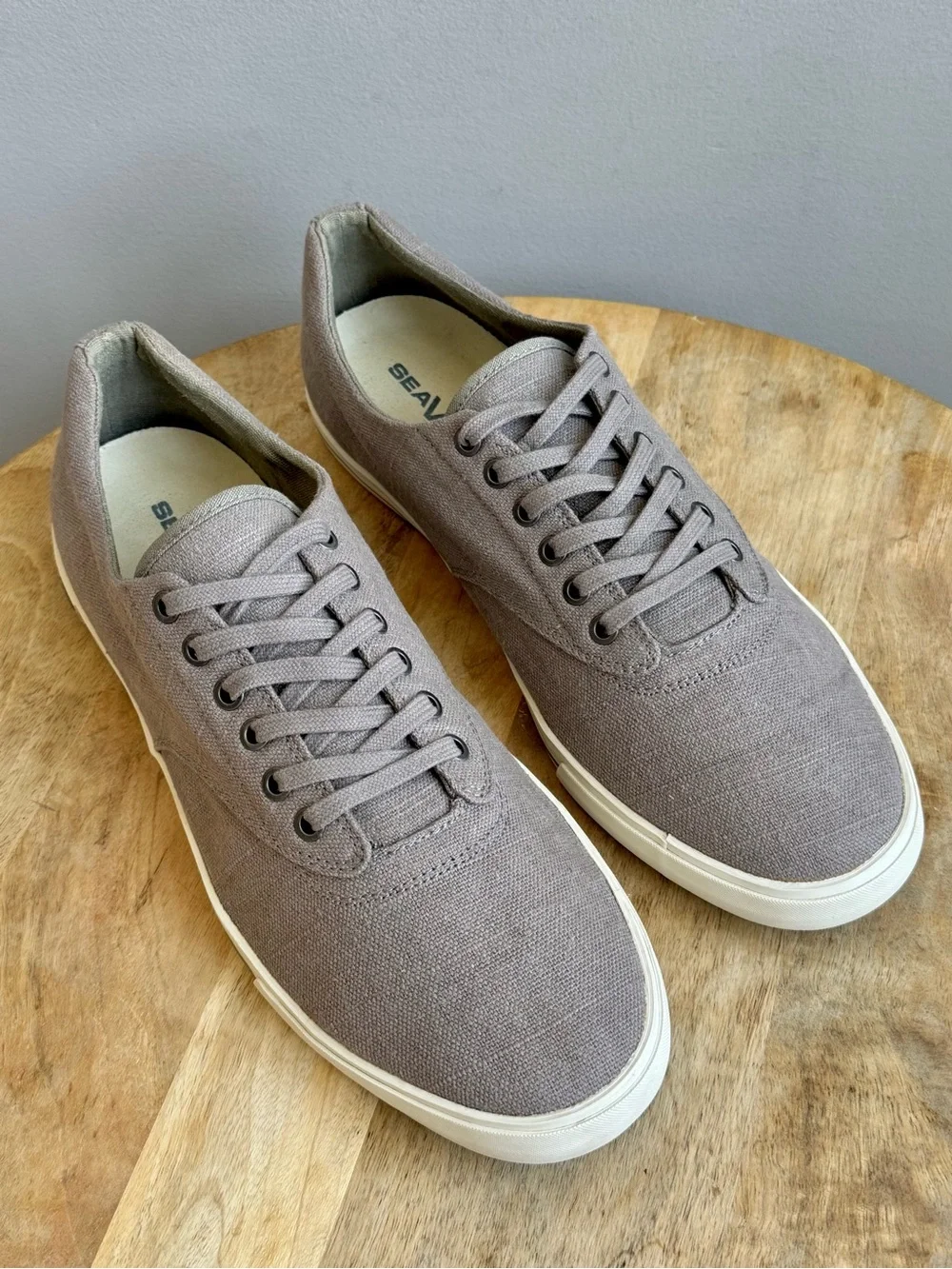 SeaVees Hermosa Plimsol Sneakers Men's 13 Tin Grey Lace Up Linen Varsity Shoes